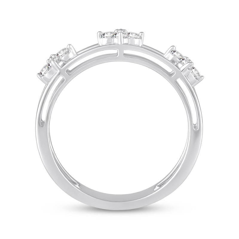Main Image 3 of STUDIO BY KAY White Lab-Created Sapphires Clover Ring Sterling Silver