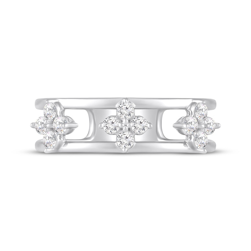 Main Image 4 of STUDIO BY KAY White Lab-Created Sapphires Clover Ring Sterling Silver