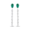 Thumbnail Image 2 of STUDIO BY KAY Pear-Shaped Lab-Created Emerald & White Lab-Created Sapphire Front-Back Dangle Earrings Sterling Silver