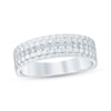 Thumbnail Image 1 of Now + Forever Men's Diamond Ribbed Satin Finish Wedding Band 1/2 ct tw 10K White Gold