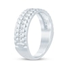 Thumbnail Image 2 of Now + Forever Men's Diamond Ribbed Satin Finish Wedding Band 1/2 ct tw 10K White Gold