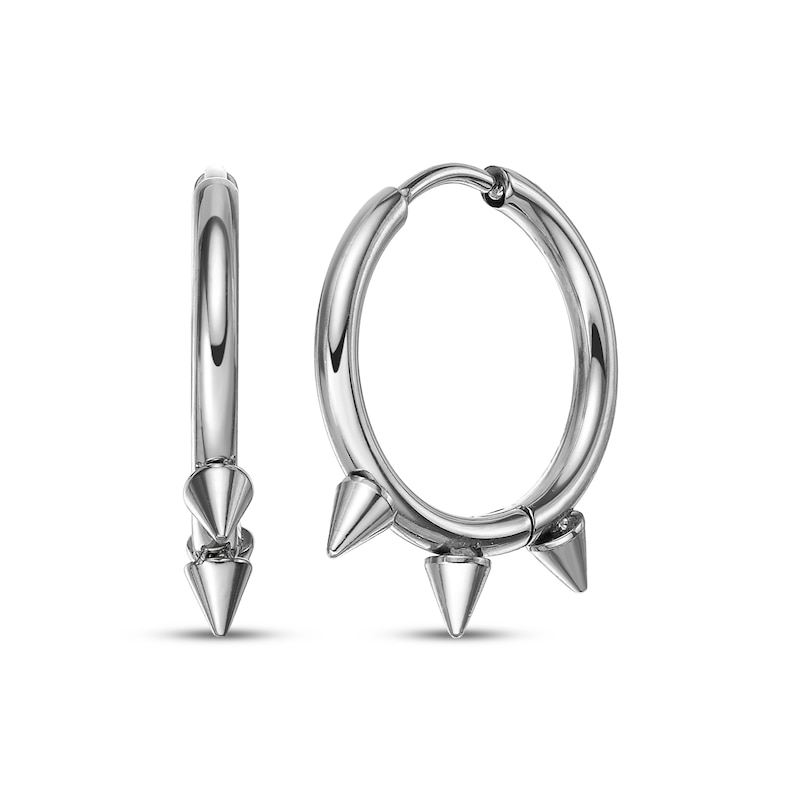 Main Image 1 of Men's Spike Hoop Earrings Stainless Steel