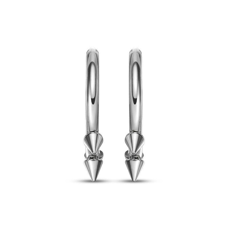 Main Image 2 of Men's Spike Hoop Earrings Stainless Steel