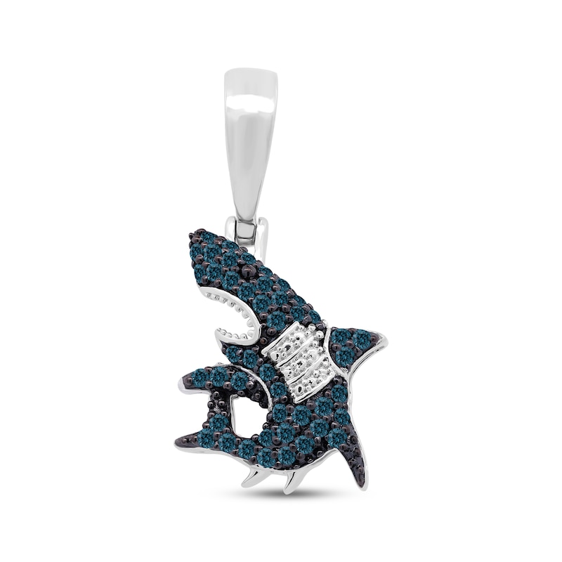 Main Image 1 of Men's Blue Diamond Shark Charm 3/8 ct tw Sterling Silver