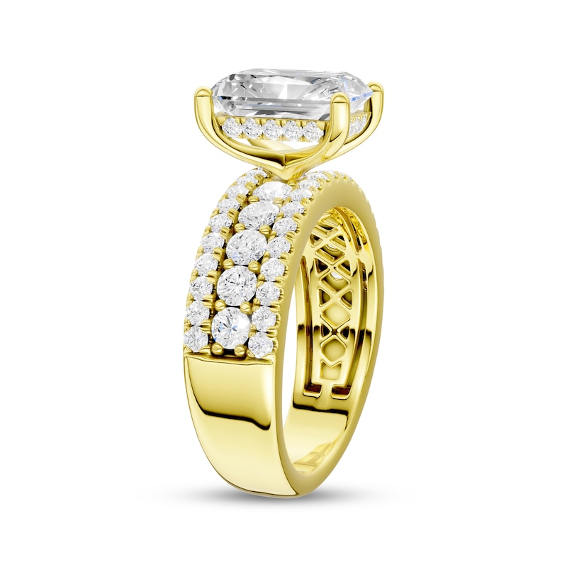 Main Image 2 of Now + Forever Lab-Grown Diamonds Radiant-Cut Hidden Halo Three-Row Engagement Ring 3-1/2 ct tw 14K Yellow Gold