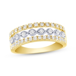 Now + Forever Diamond Three-Row Anniversary Ring 1/2 ct tw 14K Two-Tone Gold