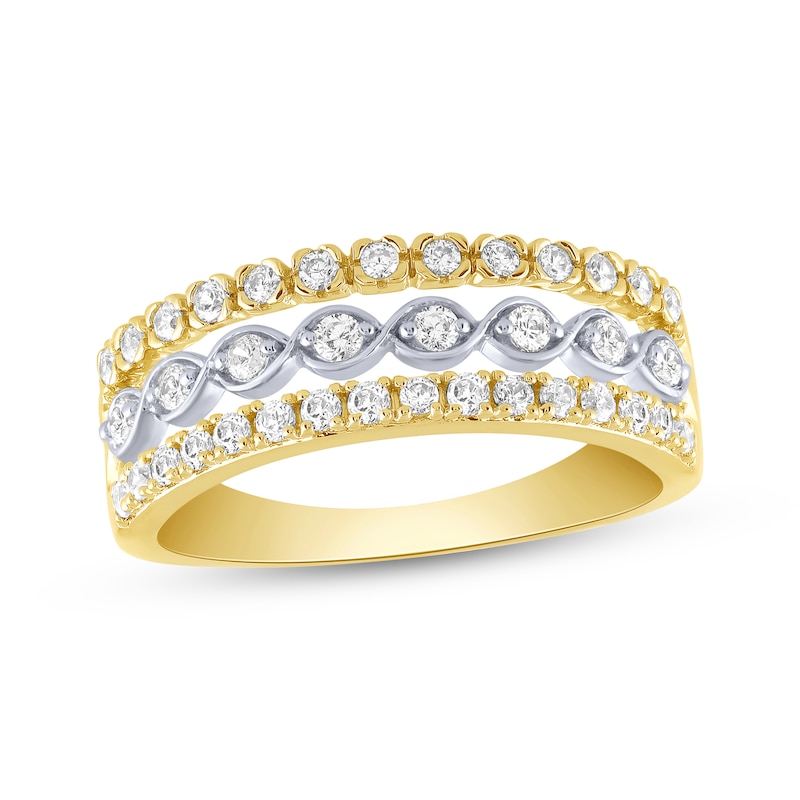 Main Image 1 of Now + Forever Diamond Three-Row Anniversary Ring 1/2 ct tw 14K Two-Tone Gold