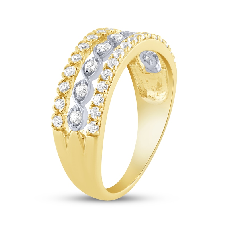 Main Image 2 of Now + Forever Diamond Three-Row Anniversary Ring 1/2 ct tw 14K Two-Tone Gold