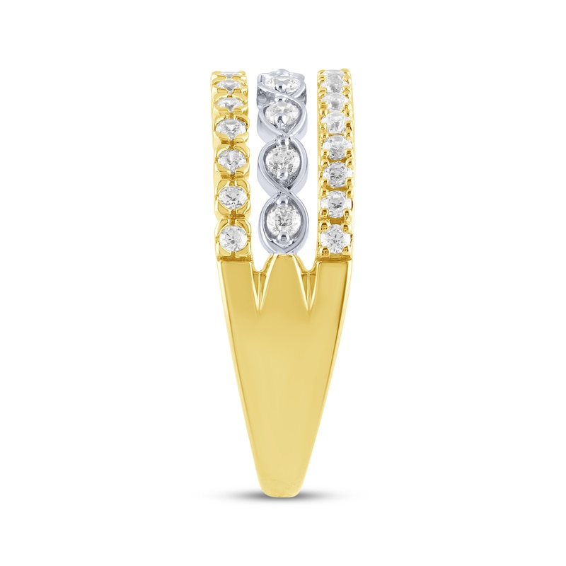 Main Image 3 of Now + Forever Diamond Three-Row Anniversary Ring 1/2 ct tw 14K Two-Tone Gold