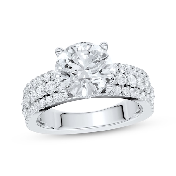 Now + Forever Lab-Grown Diamonds Round-Cut Hidden Halo Three-Row Engagement Ring 3-1/3 ct tw 14K White Gold