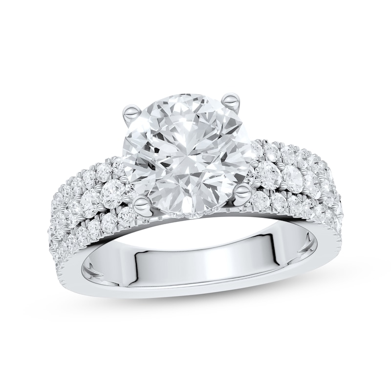 Main Image 1 of Now + Forever Lab-Grown Diamonds Round-Cut Hidden Halo Three-Row Engagement Ring 3-1/3 ct tw 14K White Gold