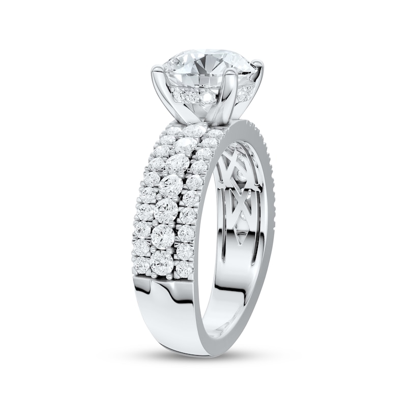 Main Image 2 of Now + Forever Lab-Grown Diamonds Round-Cut Hidden Halo Three-Row Engagement Ring 3-1/3 ct tw 14K White Gold