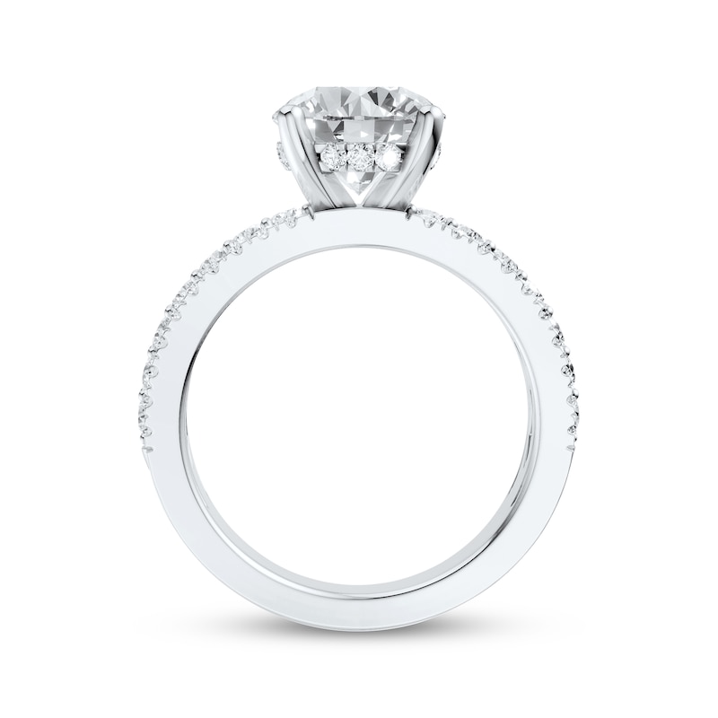 Main Image 3 of Now + Forever Lab-Grown Diamonds Round-Cut Hidden Halo Three-Row Engagement Ring 3-1/3 ct tw 14K White Gold