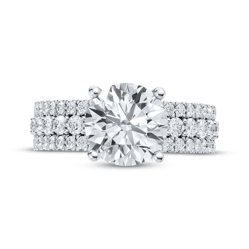 Main Image 4 of Now + Forever Lab-Grown Diamonds Round-Cut Hidden Halo Three-Row Engagement Ring 3-1/3 ct tw 14K White Gold