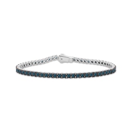 Men's Blue Diamond Tennis Bracelet 3-1/2 ct tw Sterling Silver 8.5"
