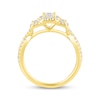 Thumbnail Image 3 of Memories Moments Magic Princess-Cut Diamond Three-Stone Halo Engagement Ring 3/4 ct tw 14K Yellow Gold