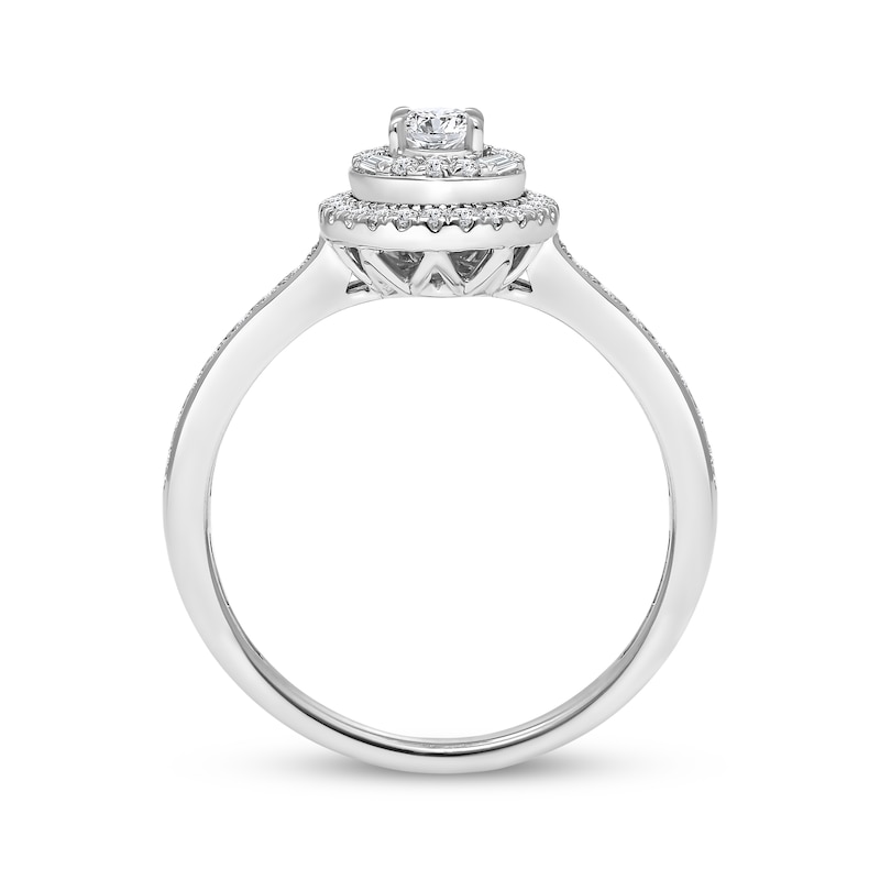 Main Image 2 of Now + Forever Multi-Diamond Pear-Shaped Double Halo Engagement Ring 1/2 ct tw 14K White Gold