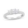 Thumbnail Image 1 of Memories Moments Magic Princess-Cut Diamond Three-Stone Engagement Ring 1 ct tw 14K White Gold