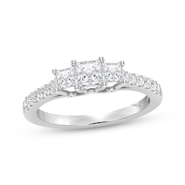 Memories Moments Magic Princess-Cut Diamond Three-Stone Engagement Ring 1 ct tw 14K White Gold