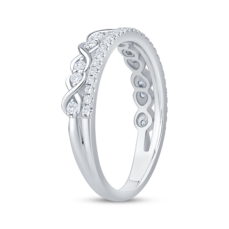 Main Image 2 of Now + Forever Diamond Infinity Symbol Two-Row Anniversary Ring 1/3 ct tw 14K White Gold