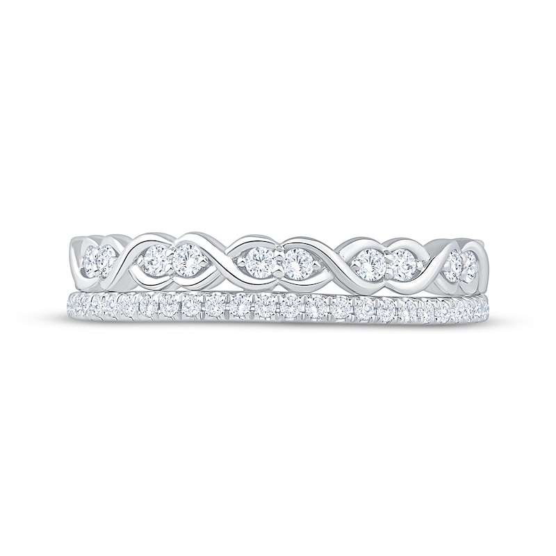Main Image 3 of Now + Forever Diamond Infinity Symbol Two-Row Anniversary Ring 1/3 ct tw 14K White Gold
