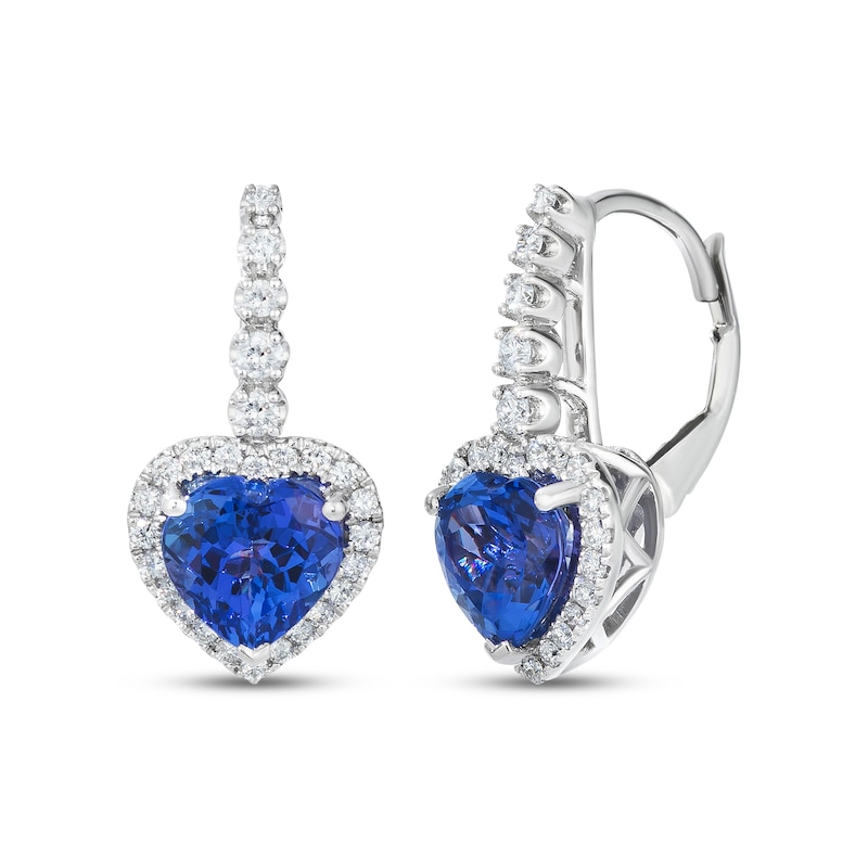 Main Image 1 of Le Vian Heart-Shaped Tanzanite Drop Earrings 3/8 ct tw Diamonds Platinum