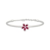 Thumbnail Image 1 of Lab-Created Ruby & White Lab-Created Sapphire Flower Bangle Bracelet Sterling Silver