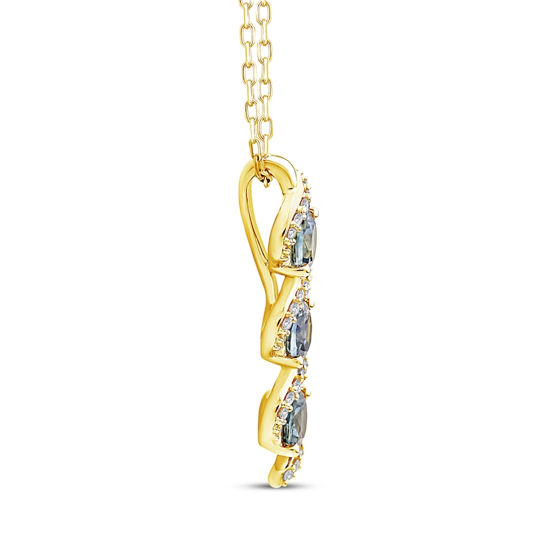 Main Image 2 of American Blue Sapphire & Diamond Pendant Necklace 1/10 ct tw 10K Yellow Gold 18"