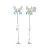 Thumbnail Image 1 of Blue Topaz & White Lab-Created Sapphire Butterfly Drop Earrings Sterling Silver & 10K Yellow Gold