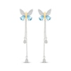 Thumbnail Image 2 of Blue Topaz & White Lab-Created Sapphire Butterfly Drop Earrings Sterling Silver & 10K Yellow Gold
