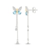 Thumbnail Image 3 of Blue Topaz & White Lab-Created Sapphire Butterfly Drop Earrings Sterling Silver & 10K Yellow Gold