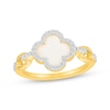 Thumbnail Image 1 of STUDIO BY KAY Mother-of-Pearl & White Lab-Created Sapphire Clover Ring 24K Yellow Gold Vermeil Sterling Silver