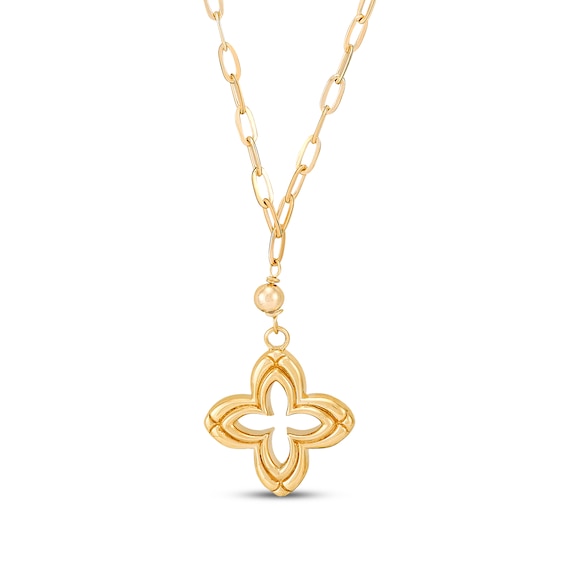 Clover Drop Necklace 10K Yellow Gold 18"