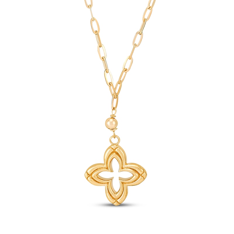 Main Image 1 of Clover Drop Necklace 10K Yellow Gold 18"