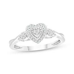 KAY Lab-Grown Diamond Multi-Stone Heart-Shaped Halo Promise Ring 1/10 ct tw Sterling Silver