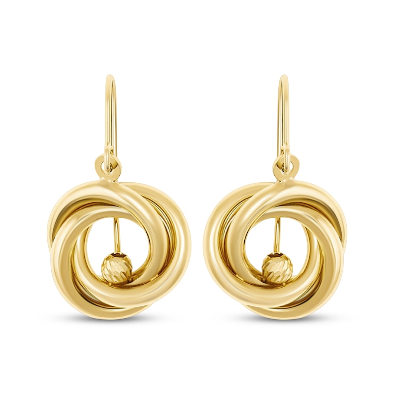 Main Image 2 of Love Knot Bead Drop Earrings 10K Yellow Gold