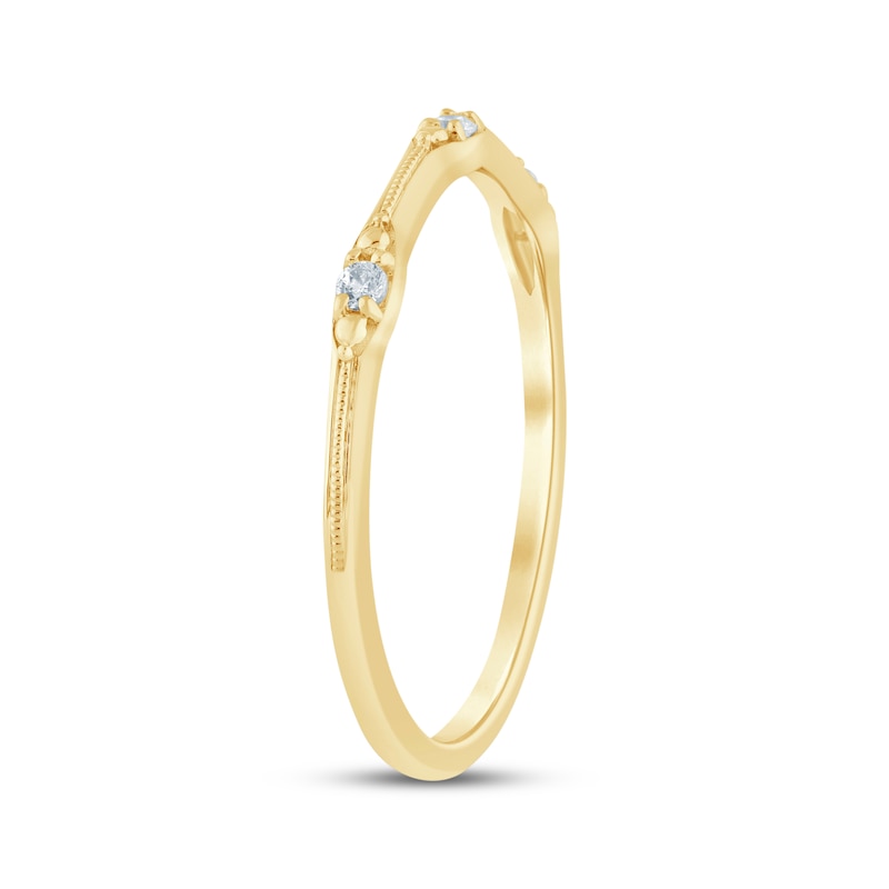 Main Image 2 of Now + Forever Diamond Three-Stone Milgrain Stackable Anniversary Ring 1/20 ct tw 14K Yellow Gold