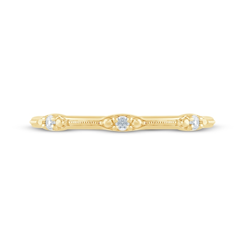 Main Image 3 of Now + Forever Diamond Three-Stone Milgrain Stackable Anniversary Ring 1/20 ct tw 14K Yellow Gold