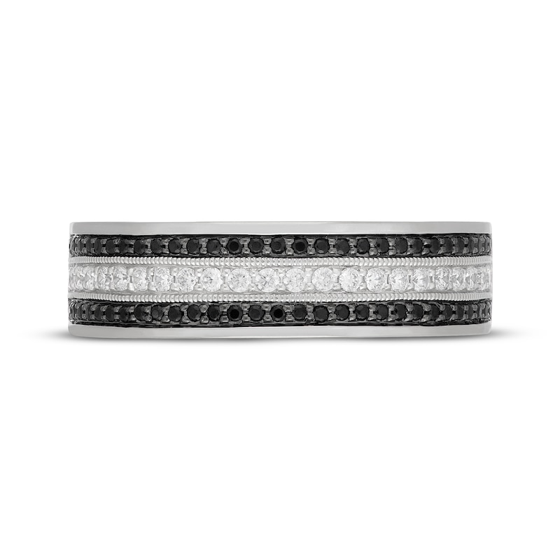 Main Image 3 of Neil Lane Men's Black & White Diamond Three-Row Wedding Band 1/2 ct tw 14K White Gold