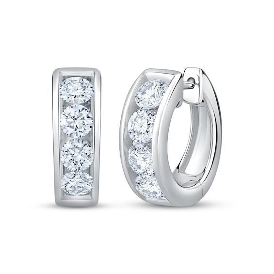 KAY Lab-Grown Diamonds Channel Hoop Earrings 2 ct tw 10K White Gold