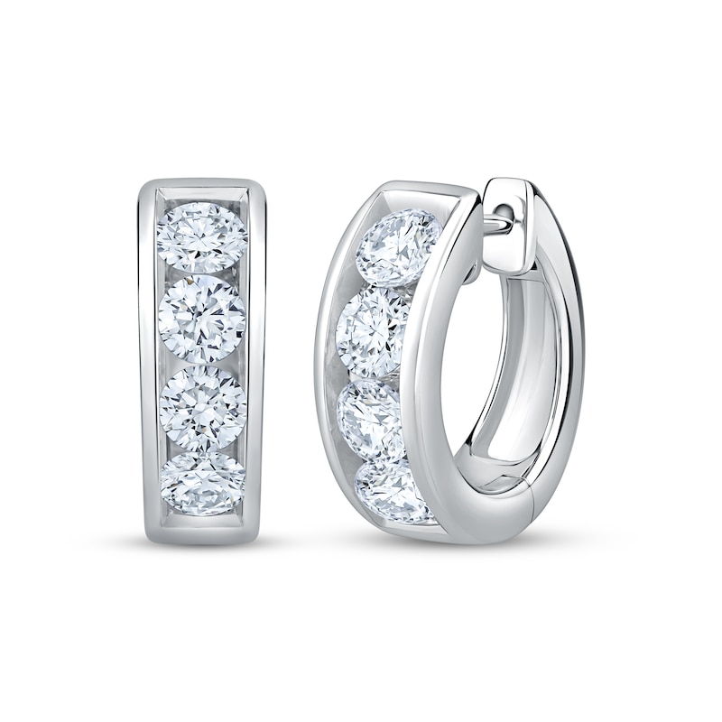 Main Image 1 of KAY Lab-Grown Diamonds Channel Hoop Earrings 2 ct tw 10K White Gold