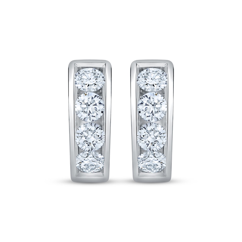 Main Image 2 of KAY Lab-Grown Diamonds Channel Hoop Earrings 2 ct tw 10K White Gold