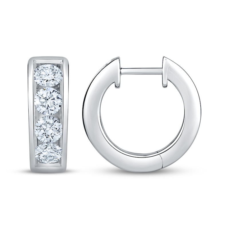 Main Image 3 of KAY Lab-Grown Diamonds Channel Hoop Earrings 2 ct tw 10K White Gold