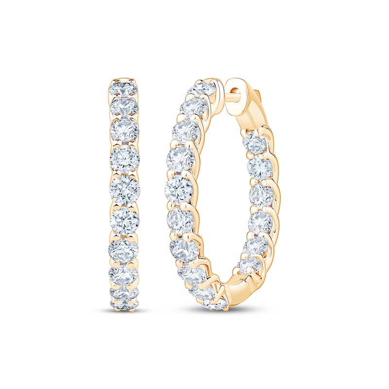 Main Image 1 of KAY Lab-Grown Diamonds Inside-Out Trellis Hoop Earrings 3 ct tw 10K Yellow Gold