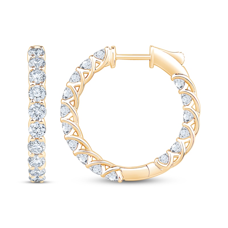 Main Image 3 of KAY Lab-Grown Diamonds Inside-Out Trellis Hoop Earrings 3 ct tw 10K Yellow Gold