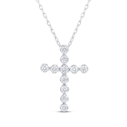 Kay Signature Collection Lab-Grown Diamond Cross Necklace 1/4 ct tw 10K White Gold 18"