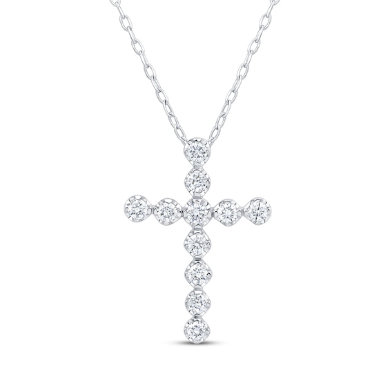 KAY Signature Collection Lab-Grown Diamond Cross Necklace 1/4 ct tw 10K White Gold 18"
