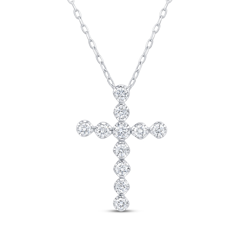 Main Image 1 of KAY Signature Collection Lab-Grown Diamond Cross Necklace 1/4 ct tw 10K White Gold 18"