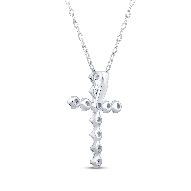 Main Image 3 of KAY Signature Collection Lab-Grown Diamond Cross Necklace 1/4 ct tw 10K White Gold 18"