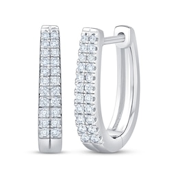 KAY Lab-Grown Diamonds Two-Row Huggie Hoop Earrings 1/4 ct tw Sterling Silver